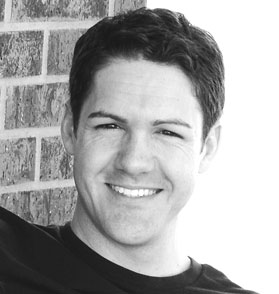 grayscale headshot of Chris Merritt, pinball wizard.